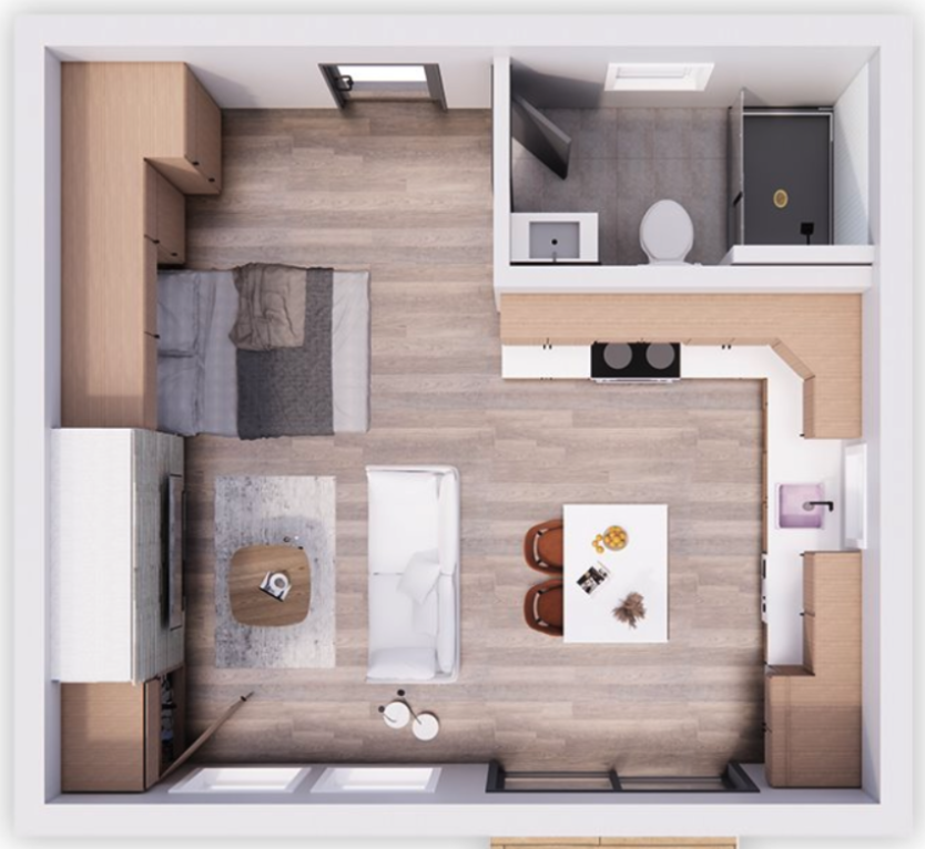 Olerra 490 sq ft studio unit
